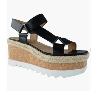 MARC FISHER LTD Gylian Black Leather Platform Sandals Size 10